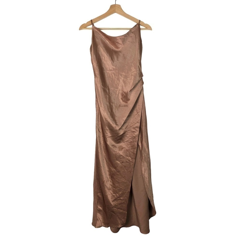 Selfie Leslie Mauve Pink‎ Cowl Neck Midi Slip Dress S
